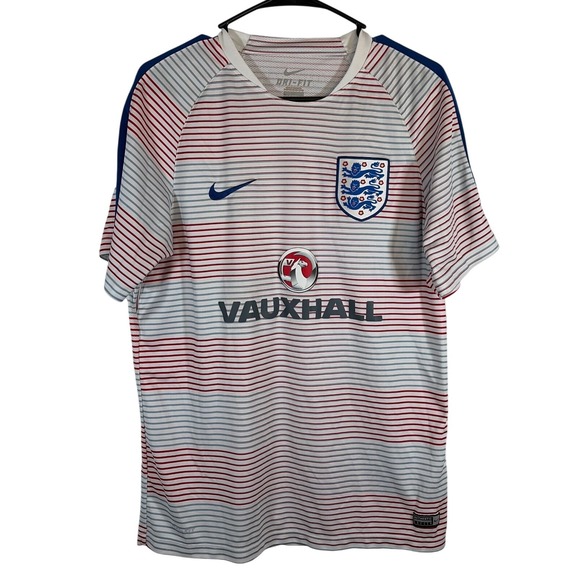 Nike Other - Nike Mens England Soccer Training Jersey Vauxhall Striped White Red Large